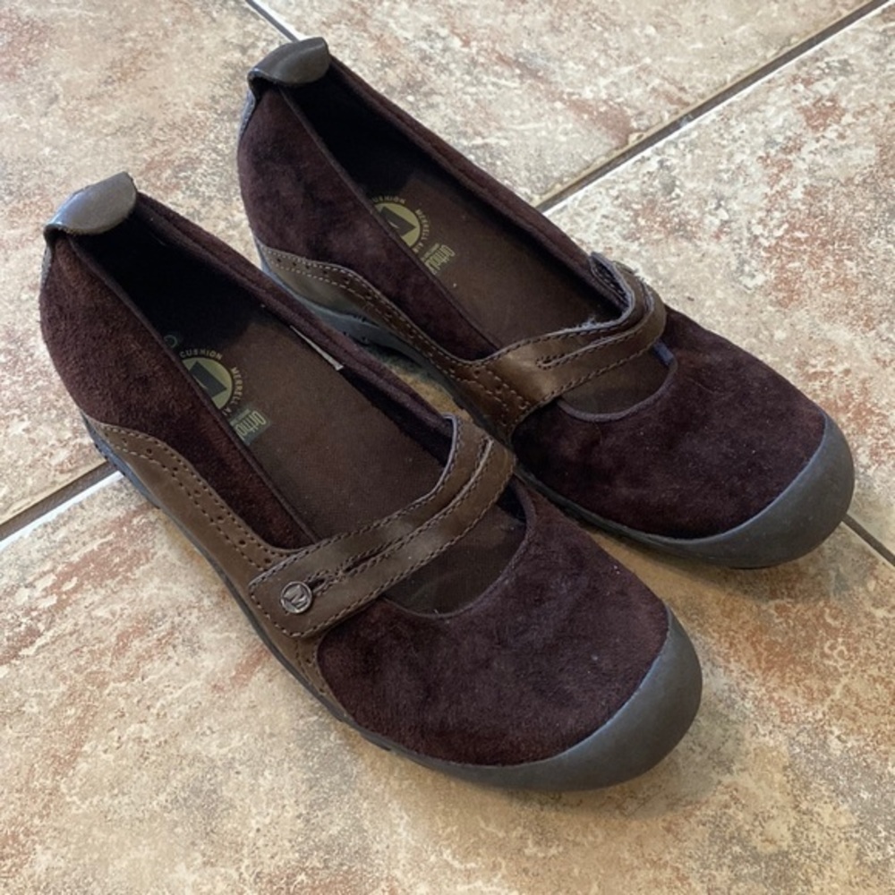 Merrell Plaza Bandeau Mary Jane Shoes Brown Suede Comfort Walking Womens 8